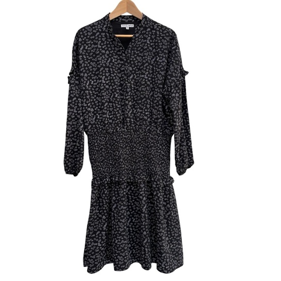 Yakira Bella Emily Smocked Waist Dress Ditsy Floral Modest Black and White XL - Picture 12 of 13